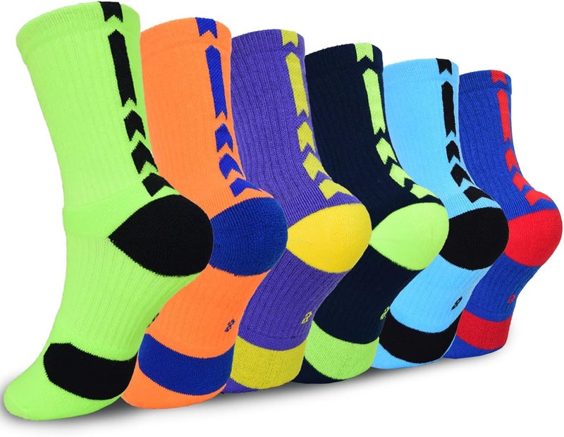 Popuid Youth Thick Basketball Socks for Boys - Cushioned Sports Compression Sock for Active Kids, Fits Ages 6-12 - Image 1